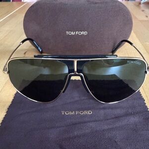 Tom Ford Addison Gold and Black Aviator Sunglasses